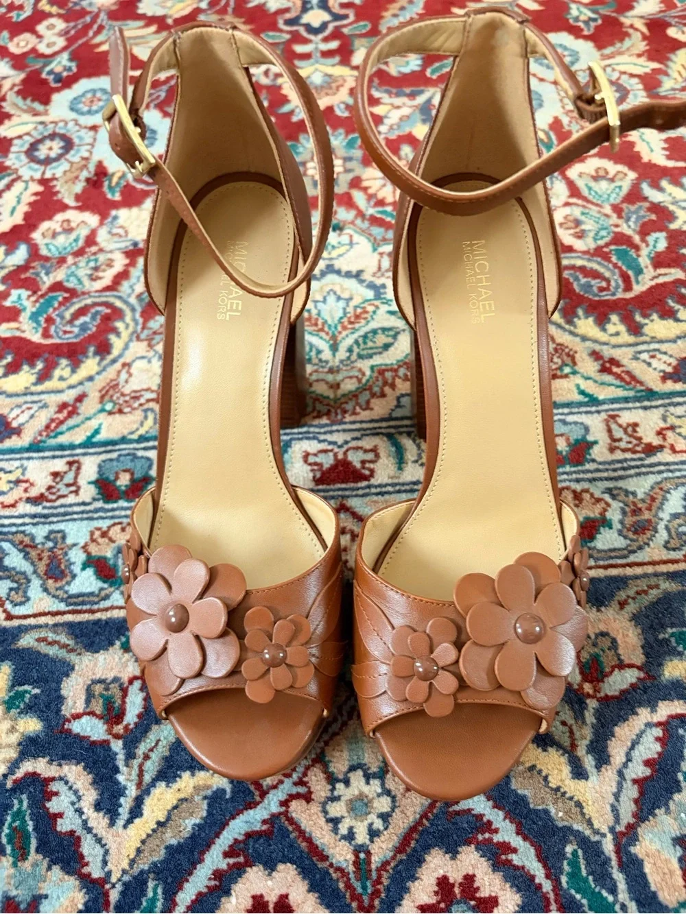 BNWOT MICHAEL Michael Kors Flora Appliqué Platform Sandal Heels